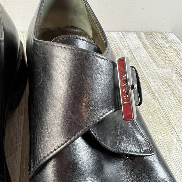 Bruno Magli Mens Sz 9 Black monk strap leather dress shoes Buckle Made In Italy main image 5